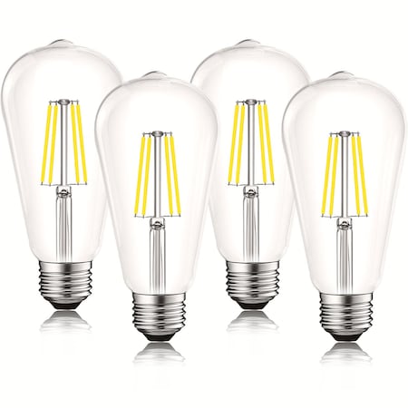 Luxrite ST19 LED Edison Light Bulbs 8W 75W Equivalent 800LM 4000K Cool White Dimmable E26 Base, 4PK LR21653-4PK